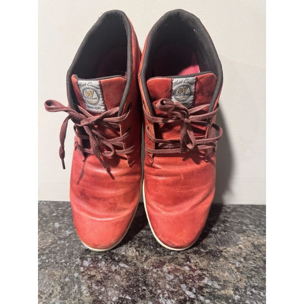 West Coast Men's Red Leather Chukka Lace Up Casual Shoes US 12 EU 46